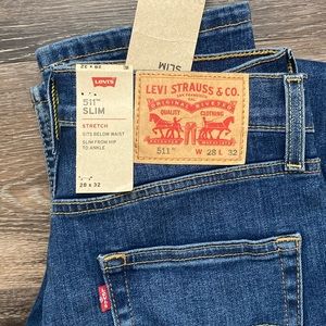 NWT Levi’s 511 Slim Stretch Dark Blue Jeans 28x32